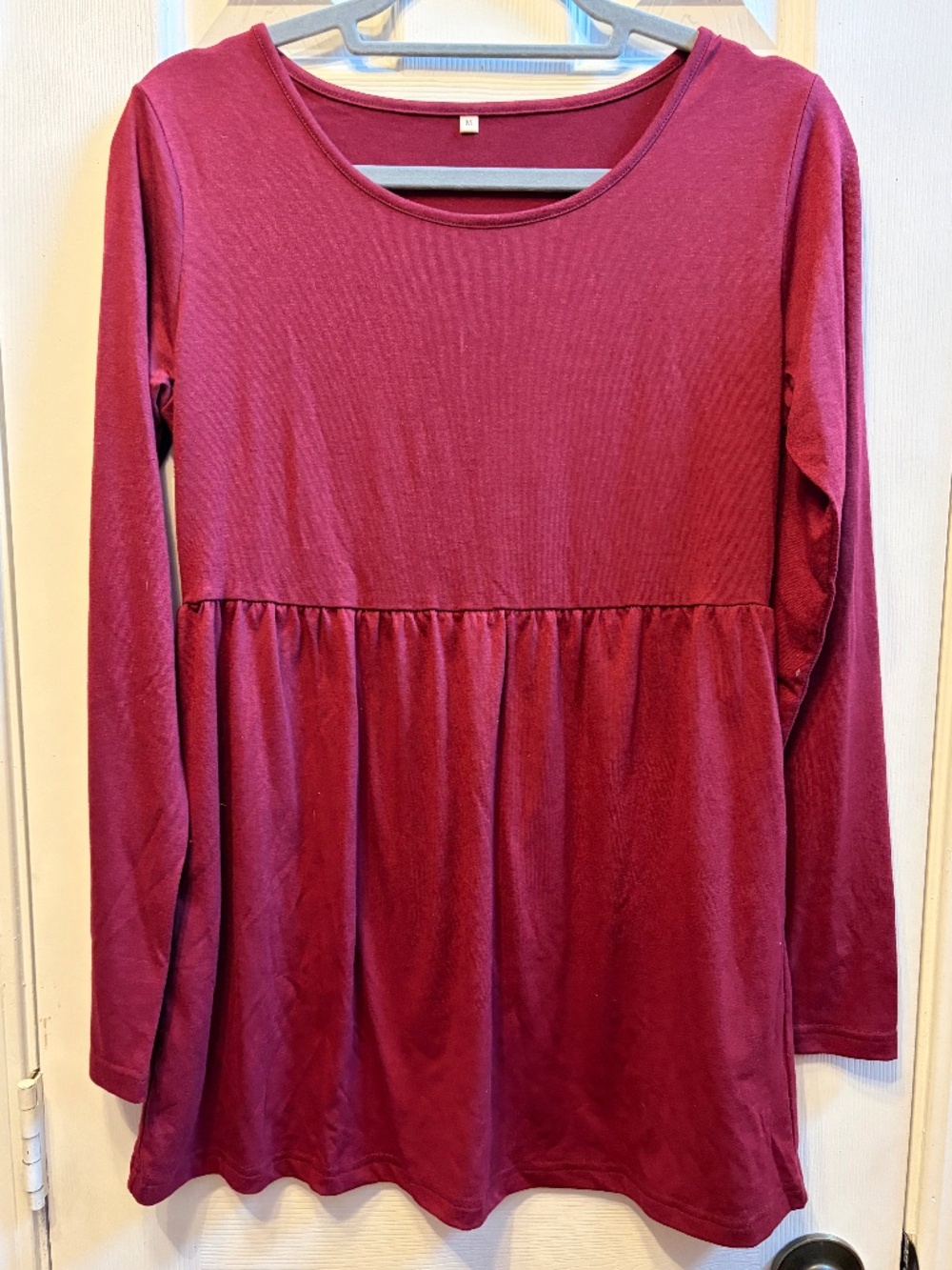 Burgundy long sleeve maternity top